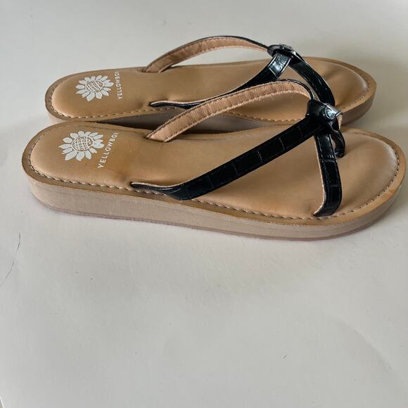 Yellow Box 'Aesy' SZ 9 Women's Criss-Cross Strappy Sandal Black Platform Thong - Picture 6 of 7